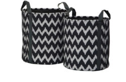 Premier Housewares Chevron Storage Baskets - Grey